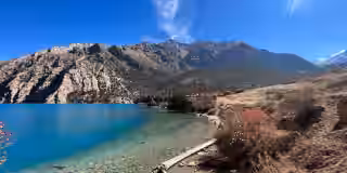 Pristine Shey Phoksundo lake trek in Nepal with stunning landscape Pristine Shey Phoksundo lake trek in Nepal with stunning landscape