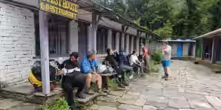 Trekkers hydrating to prevent altitude sickness Trekkers hydrating to prevent altitude sickness