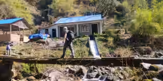 Trekking group on designated mountain route