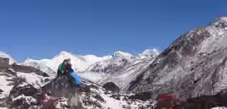 Female Travellers enjoying the snow capped view of EBC