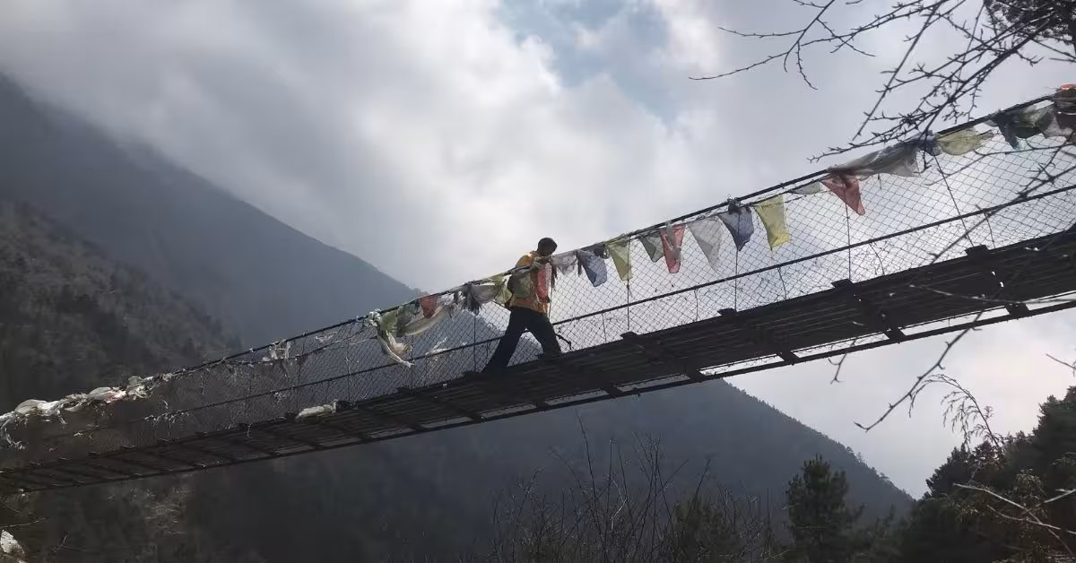 Suspension bridge on EBC walking distance trail
