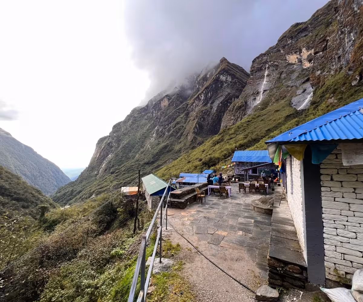 Peaceful acclimatization stop in the Himalayas during the ABC trek