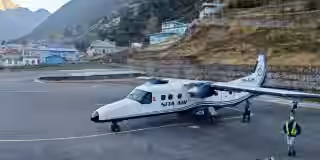 Sita Air plane on Lukla Airport tarmac