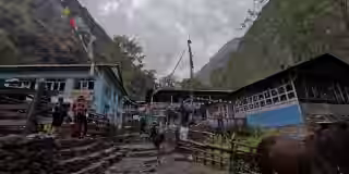 travelers heading toward Nepal mountain trails.jpg travelers heading toward Nepal mountain trails