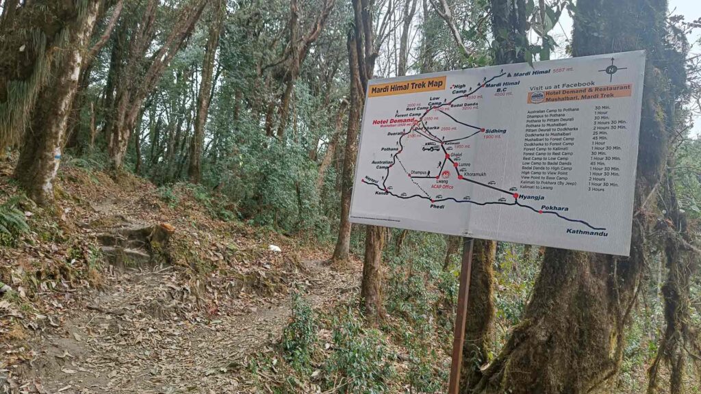 Trekking Map on the way to Forest Camp from Kade